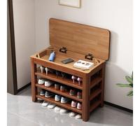 Banc d'entrée avec rangement à chaussures, meuble à chaussures à trois niveaux en bois massif pour salon, design rustique pour couloirs et placards, facile à assembler, finition naturelle