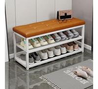 Banc d'entrée avec rangement à chaussures - Siège en cuir synthétique, cadre en métal robuste, solution peu encombrante pour couloir ou salon