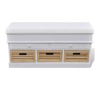 Banc d'entrée avec rangement - vidaXL - Coussin inclus - 2 tiroirs - 3 caisses - 100x35x50 cm - Blanc