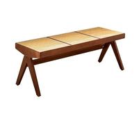 Banc d'entrée avec table de salle à manger en bois et rotin pour un assemblage facile, solution de rangement fonctionnelle et élégante