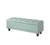 Banc d'entrée Banc de Rangement, Banc Ottoman, Moderne capitonné avec Boutons for Chambre à Coucher, Salon, Bout lit, Couloir - Grand Repose-Pieds charnières sécurité pour Couloir(Blue)