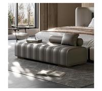 Banc d'entrée Banc d'extrémité de lit rembourré en Faux Cuir, Long Banc Moderne, d'appoint rectangulaire for Salon, entrée, Chambre à Coucher pour Couloir(Grigio,150 * 45 * 43cm)