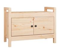 Banc D'Entree Bois De Pin Massif 80x40x60 Cm | Avec Compartiments Et Portes, Rangement Chaussures, Dessus Stable Pour Siege