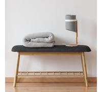 IDMarket - Banc d'entrée à chaussures Rita - capitonné bambou tissu gris foncé