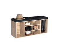 IDMarket – Banc d'entrée TEO pour chaussures avec coussin, bois façon hêtre