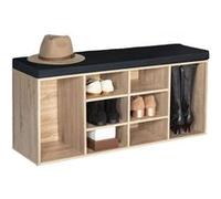 IDMarket – Banc d'entrée TEO pour chaussures avec coussin, bois façon hêtre