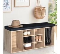 IDMarket – Banc d'entrée TEO pour chaussures avec coussin, bois façon hêtre