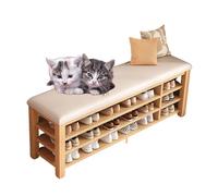 Banc d'entrée de Banc de Rangement de Chaussures Organisateur en Bois Massif avec siège de Coussin et Grande capacité de Rack pour Le Couloir de la Porte d'entrée Blanc 100cm