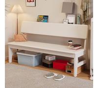 Banc d'entrée de ferme en bois d'hévéa massif avec dossier, banc de rangement polyvalent pour chaussures pour salon, couloir, chambre à coucher - Blanc (119,4 x 30,5 cm)