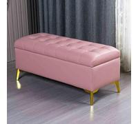 Banc d'entrée de style rustique avec rangement - Pouf rectangulaire rose pour chambre à coucher - Solution élégante de décoration d'intérieur - 120 x 40 x 43 cm - Meuble peu encombrant pour un