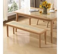 Banc d'entrée d'intérieur en rotin et Bois - Table à Manger 2 Places avec chaises pour Salon, Couloir et Chambre - Bois d'origine 140 x 30 x 45 cm