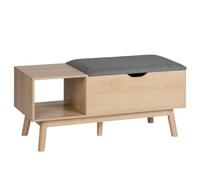 WENKO Banquette Edda avec compartiment de rangement, moderne banc à chaussures avec coussins de siège et généreux compartiment de rangement pour le vestibule & le couloir, couvercle relevable et amovible, aspect de bois de chêne tendance, 100 x 45 x 40 cm, MDF