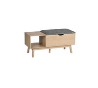 Banc d'entrée Edda avec coffre de rangement et niche ouverte - Gris et bois
