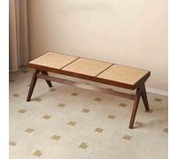 Banc d'entrée en bois avec assise en rotin et pieds en chêne massif - Banc moderne en osier pour salon, couloir, chambre à coucher, salle de bain
