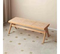 Banc d'entrée en bois avec assise en rotin, pieds en chêne massif, design moderne pour salon, couloir, chambre à coucher, salle de bain, style ferme, construction durable