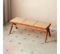 Banc d'entrée en bois avec assise en rotin, pieds en chêne massif, design moderne pour salon, couloir, chambre à coucher, salle de bain, style ferme, construction durable