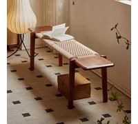 Banc d'entrée en bois avec siège en rotin tissé - Meuble de rangement rustique pour couloir, foyer, chambre et cuisine