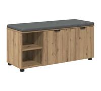 Banc D'entrée En Bois D'ingénierie Avec Coussin Et étagères 100x38x46 cm | Bois d'ingénierie, coussin pleine longueur, étagères rangement, pieds réglables, intérieur, entretien facile