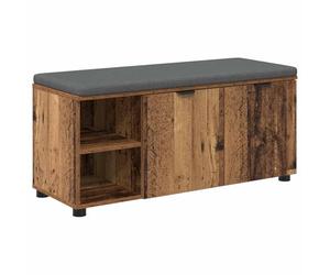 Banc d'entrée en Bois d'Ingénierie avec Coussin, Étagères Intégrées, Pieds | Bois d'ingénierie durable, coussin pleine longueur, étagères pour chaussures, stabilité pieds ajustables, entretien éponge