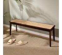 Banc d'entrée en Bois et rotin Noyer - Table à Manger 2 Places et chaises pour Salon, Couloir, Chambre à Coucher - Mobilier d'intérieur élégant (140 x 30 x 45 cm)