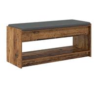 Banc d'entrée en bois ingénierie avec coussin 103 x 38 x 45 cm | Étagères pratiques pour chaussures et sacs, assise rembourrée en tissu, design sans dossier adapté aux couloirs modernes