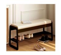 Banc d'entrée en bois massif avec rangement à chaussures et coussin de siège, cadre trapézoïdal stable pour entrée ou salon, 55 x 34 cm