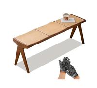 Banc D'entrée en Bois Massif Rustique 40/86/128/138 Cm, Banc de Cuisine ou Bout De Lit, Tabouret Piano, Salle À Manger D'intérieur de Chaise Rotin, Étagère À Chaussures(Cherry,138 cm/54.33 in)