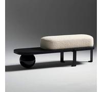 Banc d'entrée en bois, repose-pieds de canapé rembourré avec coussin en flanelle, extrémité en bois d'art bouclé pour salon et couloir, 140 cm