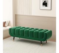 Banc d'entrée en velours épais rembourré avec cadre en bois massif pour chambre à coucher, salon, couloir, dressing (150 cm D)