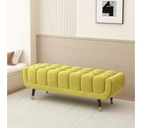 Banc d'entrée en velours pelucheux épais segmenté en mousse segmentée avec cadre en bois massif de rangement pour chaussures de 100,1 cm, repose-pieds élégant pour chambre à coucher, salon, couloir et