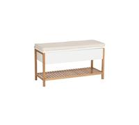 Banc d'entrée Finja avec coffre de rangement - en Bambou et MDF Blanc