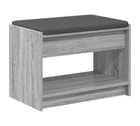 Banc d'entrée gris en bois ingénierie avec coussin 63 x 38 x 45 cm | Siège supplémentaire, étagères de rangement, tissu doux, style moderne, nettoyage facile, couloir bien rangé