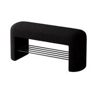 Banc d'entrée incurvé avec étagère à Chaussures, siège d'appoint rembourré avec Structure en Bois Massif et Mousse Haute résilience, Banc Moderne for Chambre ou Couloir.(Black,80cm/31.50in)