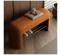 Banc d'entrée incurvé avec étagère à Chaussures, siège d'appoint rembourré avec Structure en Bois Massif et Mousse Haute résilience, Banc Moderne for Chambre ou Couloir.(Orange,100cm/39.37in)