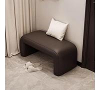 Banc d'entrée incurvé en bois massif rembourré avec option tissu pour salon, repose-pieds, table de chevet, vestiaire, couloir, salon (46 cm, noir A)