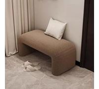 Banc d'entrée incurvé en bois massif rembourré avec repose-pieds confortable en tissu optionnel pour salon, table de chevet, dressing, couloir et salon (120 cm, café B)