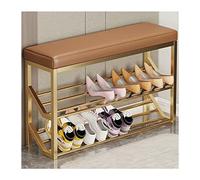 Banc d'entrée industriel avec étagère à chaussures à 2 niveaux en métal et siège pour couloir, solution élégante de rangement de chaussures pour entrée, vestiaire ou salon