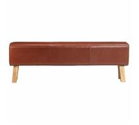 Banc d'entrée - mango - saut de cheval - 160 cm - Marron Cuir véritable et bois acacia M229