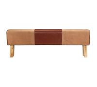 Banc d'entrée - mango - saut de cheval - 160 cm - Marron Cuir véritable et bois acacia M79