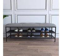 Banc d'entrée moderne avec étagère à chaussures, siège en cuir synthétique pour le rangement et l'organisation des chaussures, étagère à chaussures peu encombrante pour couloir