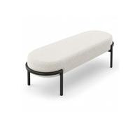Banc d'Entrée Moderne, Banc Bouclé Rembourré Ovale | Banc de Bout de Lit Long pour Chambre, Couloir, Salon et Dressing(White,80cm)