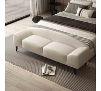 Banc d'entrée moderne rembourré en cuir nappa, tabouret et meubles d'appoint avec cadre en bois massif pour chambre à coucher et salon, solution de rangement élégante pour extrémité de lit (1 à 1,5 m)