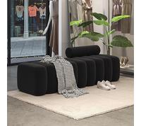 Banc d'entrée moderne rembourré en velours avec repose-pieds pour canapé et chambre à coucher, 119,4 x 45,7 x 43,2 cm, noir