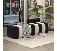 Banc d'entrée moderne rembourré en velours avec siège en mousse haute densité Motif rayé élégant Parfait pour chambre à coucher et couloir (120 x 45 x 43 cm)