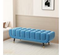 Banc d'entrée Moderne rembourré en Velours, de Rangement/Pouf - Long Banc Chaussures pour entrée, Banquette pour magasins vêtements ou siège pour Dressing(Blue,80CM/31.5IN)