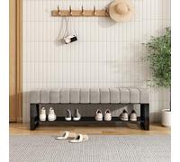Banc d'entrée Moderne rembourré en Velours, pour se chausser | Siège d'accueil | Minimaliste pour Salon, Haute résilience, pour Chambre à Coucher(Gray,60cm/23.6in)