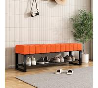 Banc d'entrée Moderne rembourré en Velours, pour se chausser | Siège d'accueil | Minimaliste pour Salon, Haute résilience, pour Chambre à Coucher(Orange,80cm/31.5in)