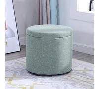 Banc d'entrée moderne rond en tissu avec rangement amovible Schtroumpf, siège rembourré et repose-pieds ottoman pour salon, 33 x 33 x 29 cm