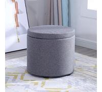 Banc d'entrée moderne rond en tissu avec rangement amovible Schtroumpf, siège rembourré et repose-pieds ottoman pour salon, 33 x 33 x 29 cm