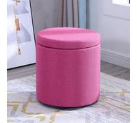 Banc d'entrée moderne rond en tissu avec récipient de rangement amovible Schtroumpf, siège rembourré et repose-pieds ottoman pour le salon - 33 x 33 x 35 cm